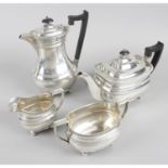 A 1930's silver four piece tea service,