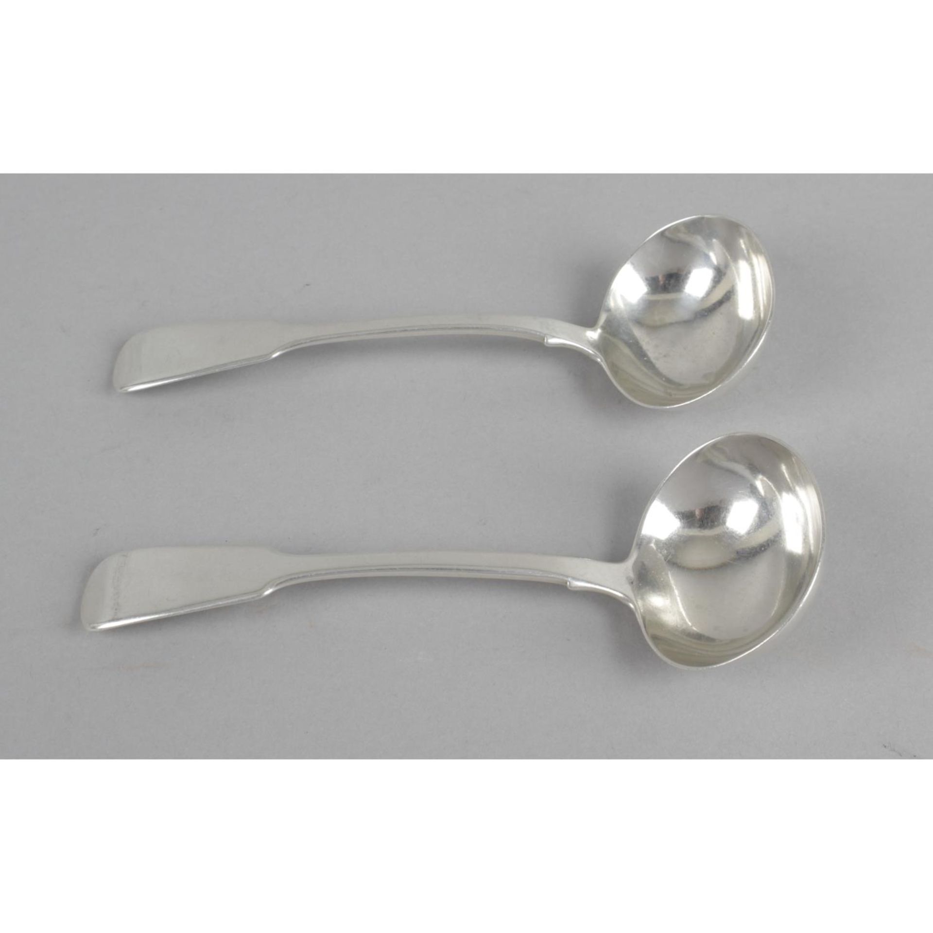 A set of four Victorian silver sauce ladles, - Image 5 of 5