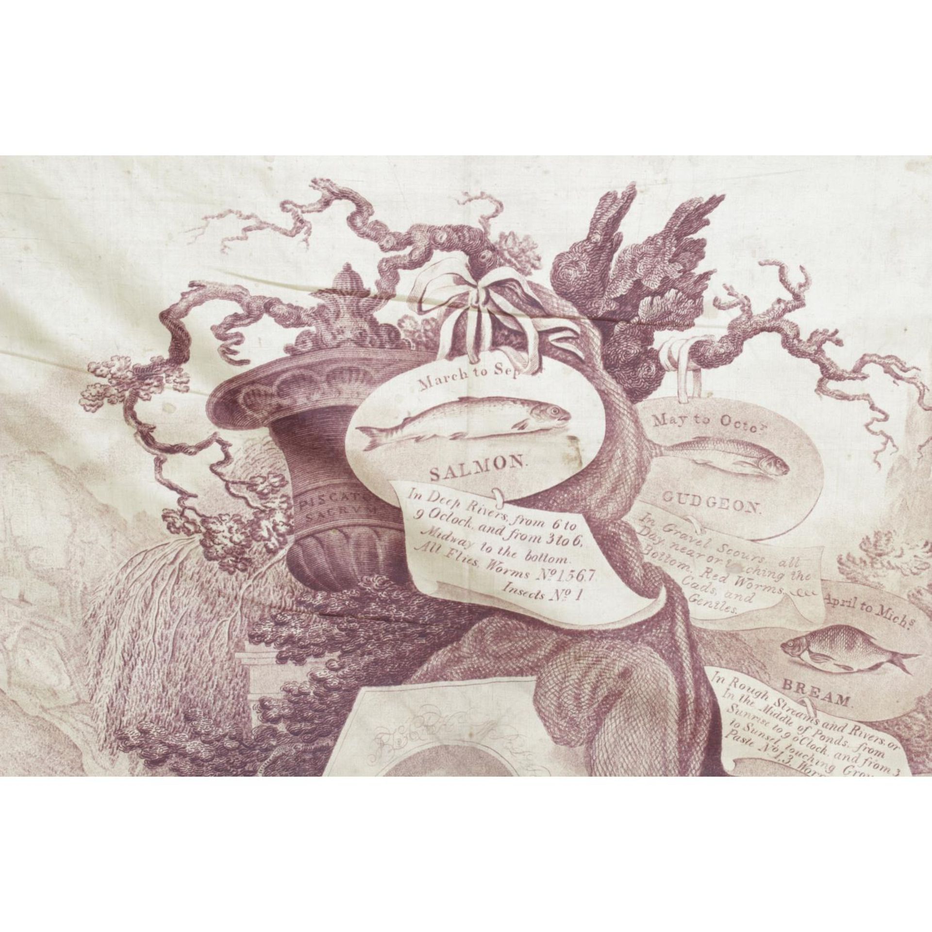 An unusual antique Potts New Mills stipple engraved silk scarf, - Image 2 of 4