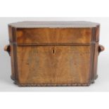 A 19th century mahogany veneered tea caddy,