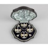 A cased set of four late Victorian silver salts,