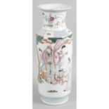 A late 19th century Cantonese vase of cylindrical form,