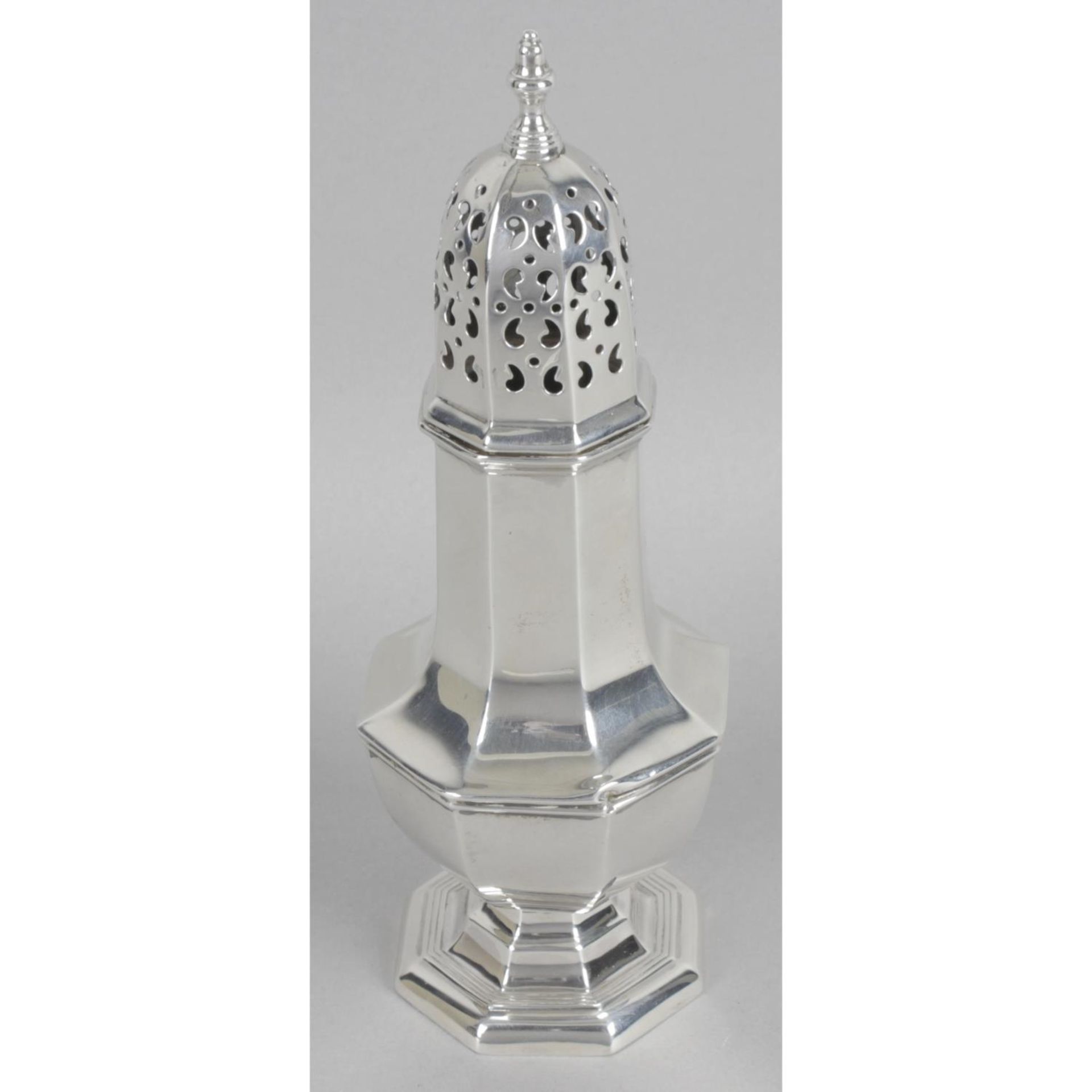 A 1920's silver sugar caster,