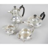 A 1920's silver matched four piece tea service,