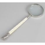 A late Victorian silver and ivory handled magnifying glass,