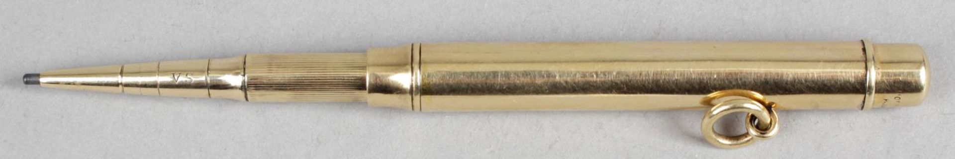 A Sampson and Mordan 9ct gold cased telescopic pencil,