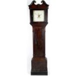 A 19th century oak and mahogany cased 30 hour painted dial longcase clock,
