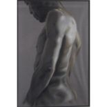 Juliet Connor-Kearns (modern) - a framed and glazed pastel portrait study depicting a naked male,