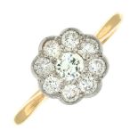 A diamond floral cluster ring.Estimated total diamond weight 0.30ct,