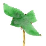 A jade bird stickpin.Jade untested.