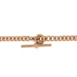 A 9ct gold curb-link Albert,