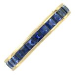 A sapphire full eternity ring.Stamped 585.