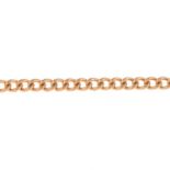 A 9ct gold curb-link bracelet, with lobster clasp terminals.Hallmarks for 9ct gold.
