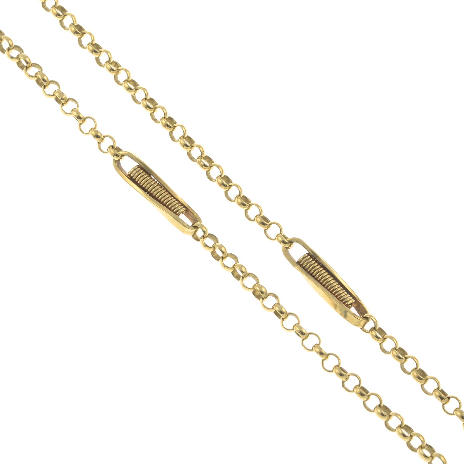 A 9ct gold fancy-link chain.Hallmarks for 9ct gold.