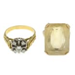 9ct gold citrine single-stone ring,