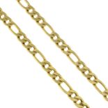 A 9ct gold Figaro-link chain.Hallmarks for 9ct gold.