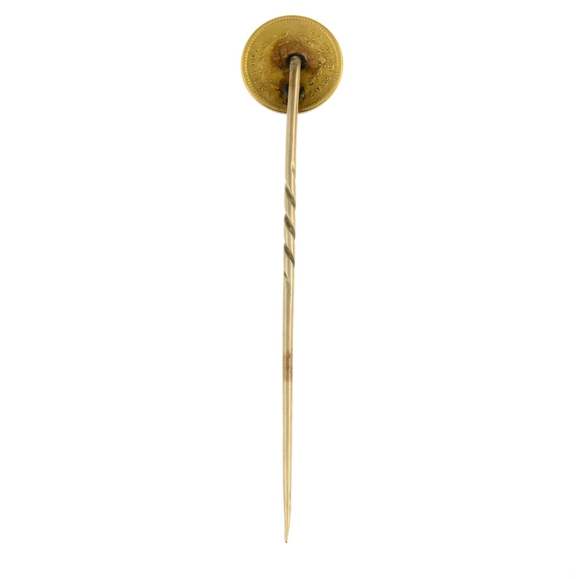 An American 1853 coin stickpin.Coin diameter 1.3cms. - Bild 2 aus 3