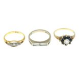 18ct gold diamond two-stone ring,