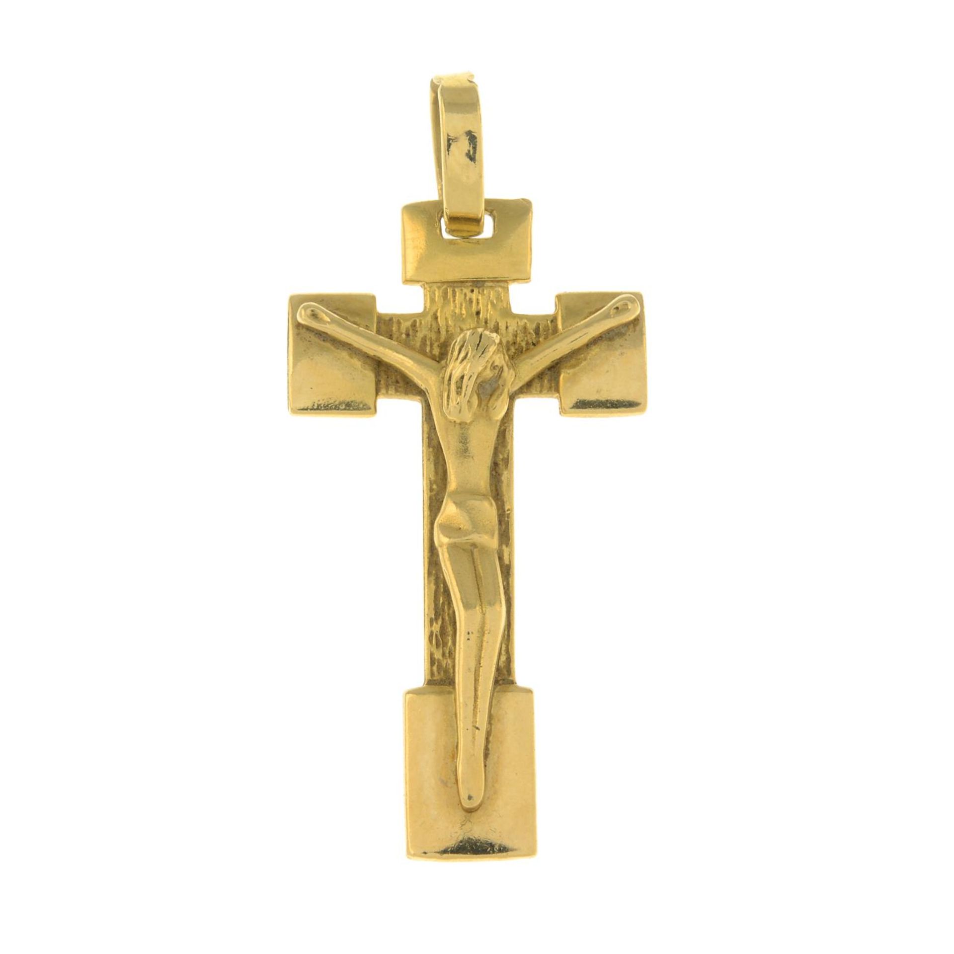 A crucifix pendant.