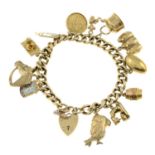 A 9ct gold charm bracelet,