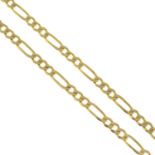 A 9ct gold Figaro-link chain.Hallmarks for 9ct gold.