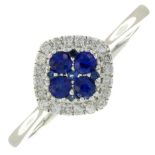 An 18ct gold sapphire and diamond cluster ring.Total sapphire weight 0.31ct.