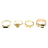 Two 9ct gold buckle rings, hallmarks for 9ct gold, ring sizes I1/2 and P, 7.3gms.