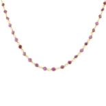 A ruby necklace.Length 49.4cms.