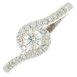 A diamond crossover ring.Estimated total diamond weight 0.45ct,