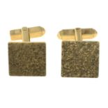 A pair of 9ct gold textured cufflinks.Hallmarks for 9ct gold.