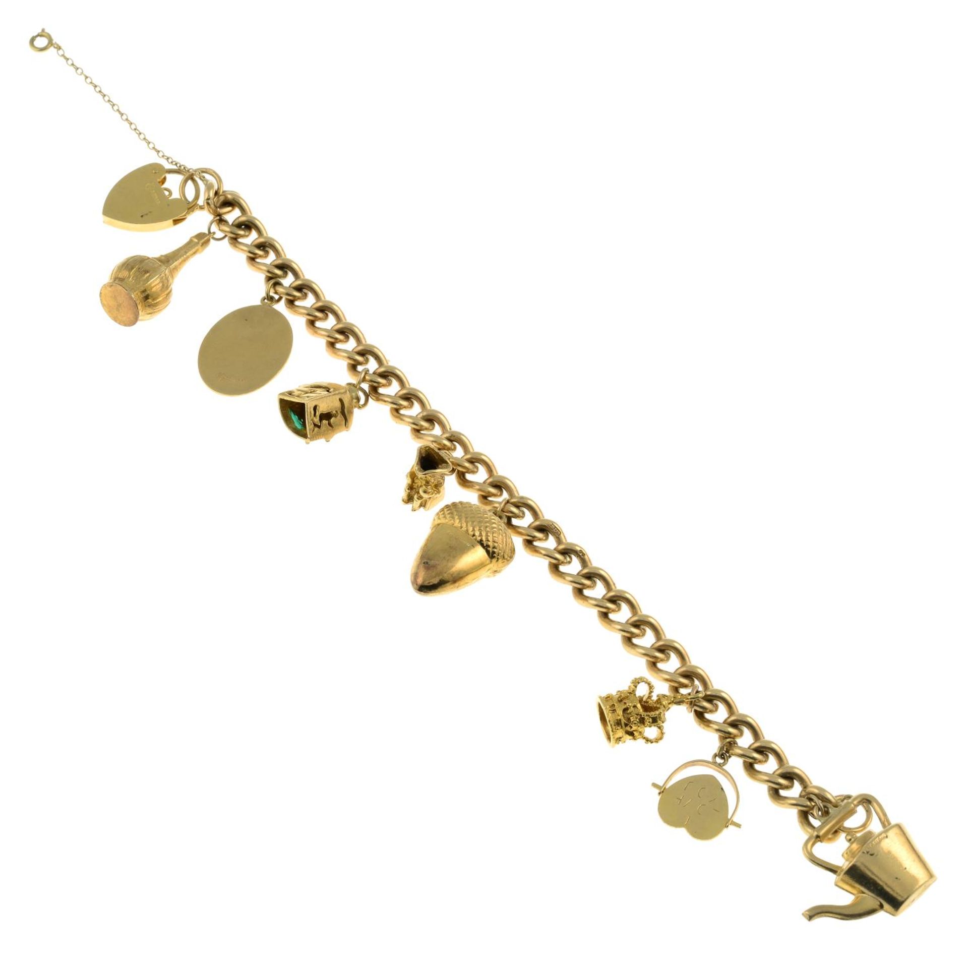 A 9ct gold charm bracelet, - Bild 2 aus 2