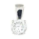 An 18ct gold diamond single-stone pendant.Estimated diamond weight 0.45ct, H-I colour, P1 clarity.