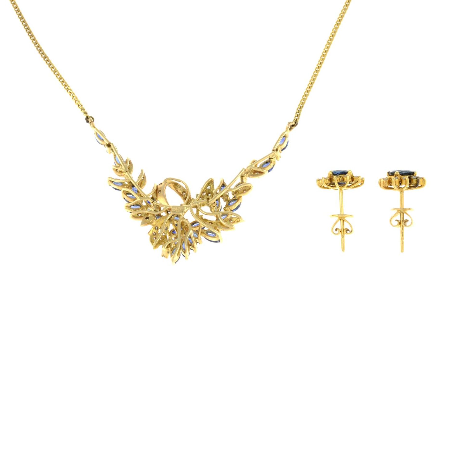 A sapphire and diamond foliate necklace, - Bild 2 aus 2