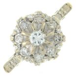 An 18ct gold diamond cluster ring.Estimated total diamond weight 0.40ct.