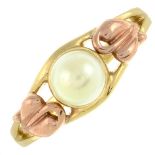 A 9ct gold 'Tree of Life' cultured pearl bi-colour ring, by Clogau.Maker's marks for Clogau.