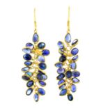 A pair of sapphire drop earrings.Length 4.7cms.