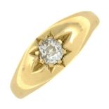 A late Victorian 18ct gold old-cut diamond single-stone ring.Estimated diamond weight 0.25ct,