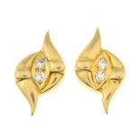 A pair of single-cut diamond earrings.Length 1.1cms.