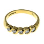 An 18ct gold brilliant-cut diamond five-stone ring.Total diamond weight 0.33ct,