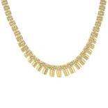 A 9ct gold fancy-link necklace.Hallmarks for Edinburgh.Length 42cms.