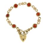 A garnet fancy-link bracelet,