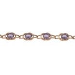 A 9ct gold amethyst bracelet.