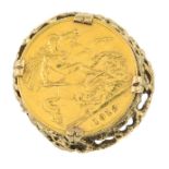 A half sovereign dress ring.Half sovereign dated 1912.