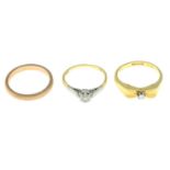 18ct gold diamond single-stone ring,