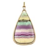 A 9ct gold fluorite pendant.Maker's marks KA.Hallmarks for Birmingham.Length 6.5cms.