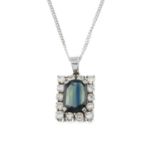 A sapphire and brilliant-cut diamond cluster pendant,