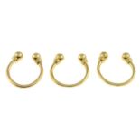 Three 9ct gold jewellery items.Hallmarks for 9ct gold.Inner diameter approximately 2cms.