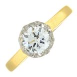 An 18ct gold diamond single-stone ring.Estimated diamond weight 0.55ct, H-I colour, SI clarity.