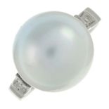 A cultured pearl single-stone ring.Cultured pearl measuring 13mms.