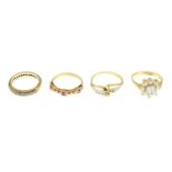 9ct gold diamond bi-colour ring,